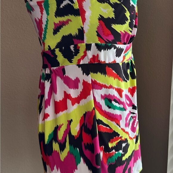 INC Halter Cross Front & Back Bright Multi Color Top Size Medium SOFT - Picture 2 of 8
